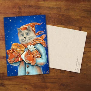 Carte de Noël pour chat « Un Noël très pur ! » - Cadeau, carte, art, dessin, salutations, chat de Noël, chat mignon, cadeau de Noël, carte cadeau