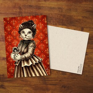Cartolina "Madame Kitty" - Regalo, Biglietto, Biglietto carino, Disegno, Gattara, Posta lumaca, Arte da cartolina, Ritratto di gatto, Bambola, Illustrazione