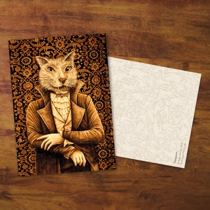 Postkarte "Vampurr" - Geschenk, Zeichnung, Karte, Vampir, Katzenvampir, Schreibwaren, Brief, Halloween, Halloweenkarte, Lustige Karte, Katze