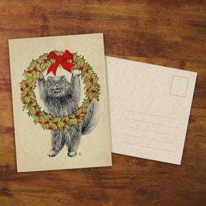Cartolina "Yule Cat" - Cartolina di Natale, regalo, gatto, carino, posta ordinaria, amico di penna, buon Natale, vacanze, cancelleria