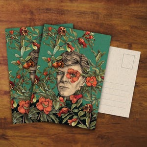 2x Cartolina "Il colore dei melograni" - David Bowie, Arte, Biglietto, Disegno, Regalo, Posta ordinaria, Musica, Biglietto di auguri, Amico di penna, Decorazione murale