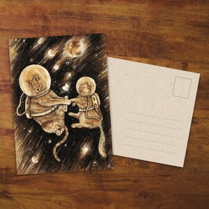 Postcard "Cosmocats In Love" - Gift, Card, Cute Cat, Drawing, Snail Mail, Cat Card, Valentine's Day, Cats in Love, Cat in Space
