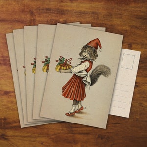 Lot de 5 cartes de Noël chat « Père Noël » - carte de Noël, cadeau, chat mignon, joyeux Noël, dessin, correspondant, courrier postal, carte postale, carte de voeux