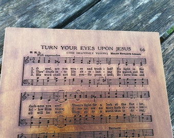 Turn Your Eyes Upon Jesus Wooden Hymn Carving Gift