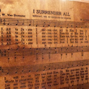 I Surrender All Wooden Wooden Hymn Carving image 3