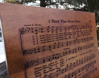 I Need The Every Hour Wooden Hymn Carving