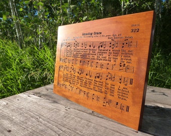 Amazing Grace Best Loved Hymn Wooden Carving Christian Hymnal Page 322