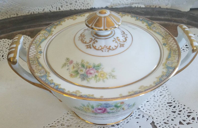 Beautiful Noritake porcelain China sugar bowl with lid and Etsy