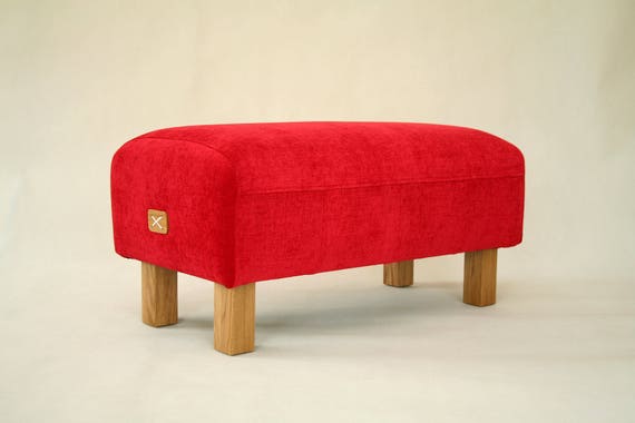 Upholstered Ottoman Red Bench Upholestered Bench Pouf Ottoman Entryway Bench Seat Furniture Chair Mysamshop