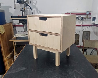 Bed side table with drawers, Nightstand, Plywood side table, End table with two drawers, Small bedside table, Bedside cabinet