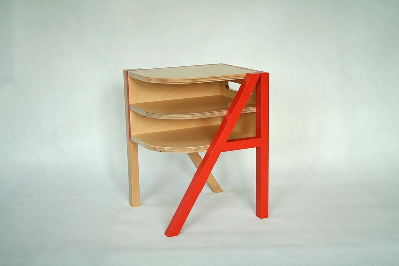 Bett Tisch Nachttisch Sperrholz Couchtisch rot | Etsy
