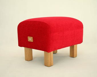 Red Bench, Upholstered Ottoman, Various colours, Upholstered Bench, Pouf ottoman, Footstool, Seat, Pouf, Furniture, Oak, Chair, mySAM