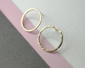 Gold stud earring,gold circle studs,large gold studs,large circle studs,brass circle studs,gold hoops,open circle studs,open circle earrings