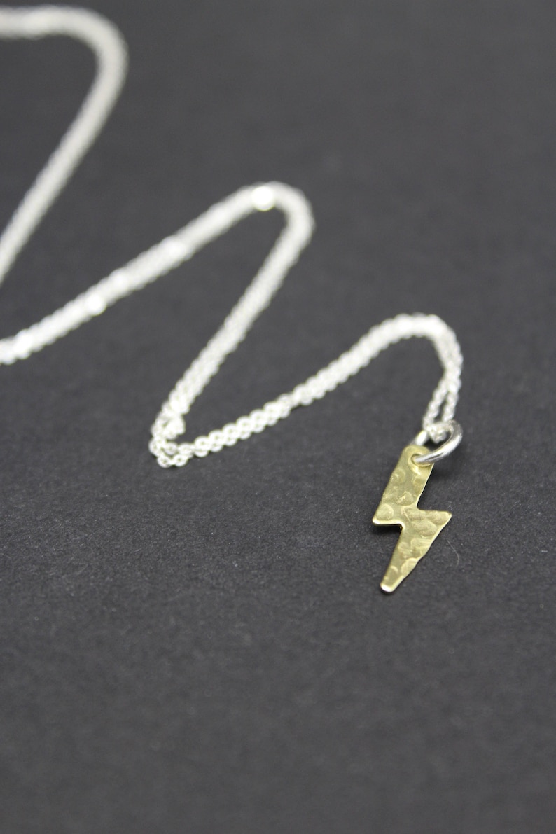Gold thunderbolt necklace lightning bolt necklace david Etsy
