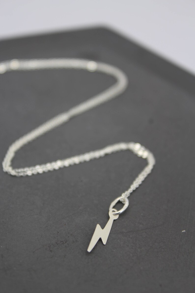 Silver thunderbolt necklace silver lightning bolt necklace Etsy