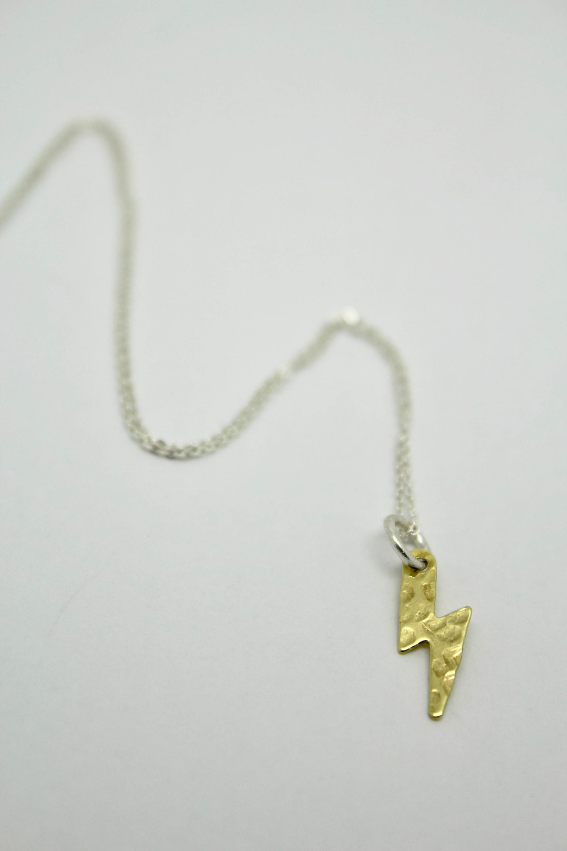 Gold thunderbolt necklace lightning bolt necklace david Etsy