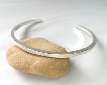 Hammered silver cuff, sterling silver bangle cuff, hallmarked silver cuff, open silver bangle, large open bangle, mens cuff, unisex bangle