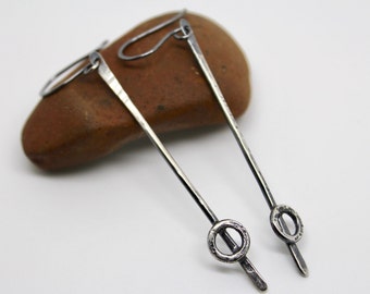 long silver earrings, silver drop earrings, oxidised silver stick earring, long earrings, antiqued silver earrings, dangly earrings