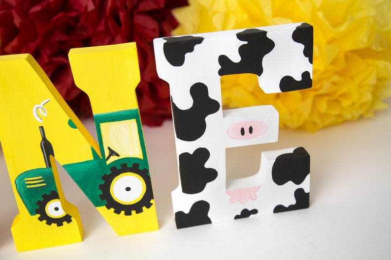 Barnyard Lettering Barnyard ONE Letters: Hand-painted Farm 1st Birthday Decor - Etsy