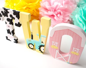 Barnyard Birthday Girl Decorations, Farm Birthday, Barnyard TWO Letters, Barnyard 2nd Birthday, Second Barnyard Birthday