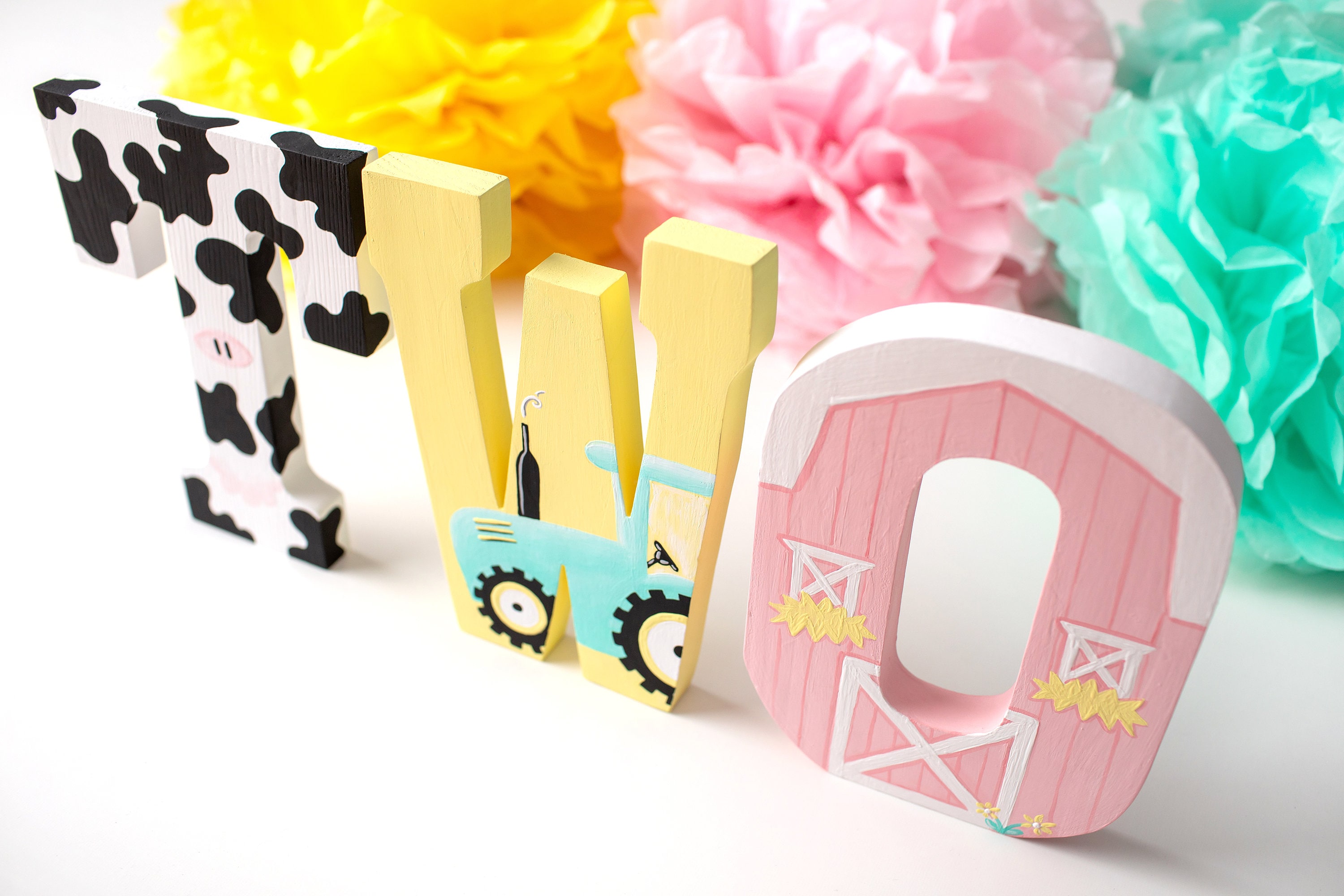 Barnyard Lettering Barnyard TWO Letters: Hand-painted 2nd Birthday Farm Decor - Etsy