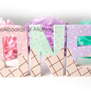 Ice Cream Party, Ice Cream Decorations, First Birthday, Ice Cream Letters, 1st Birthday, Ice Cream