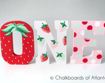 Strawberry 1st Birthday Letters, First Birthday, Strawberry Letters, Strawberries, ONE Letters, 1st Birthday