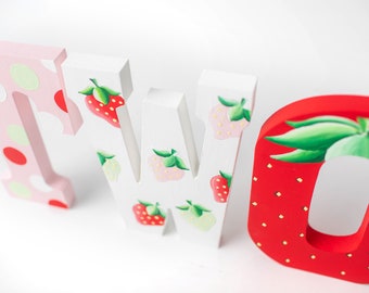 Strawberry 2nd Birthday Letters, Second Birthday, Strawberry Letters, Strawberries, TWO Letters, 2nd Birthday, Fruit Letters