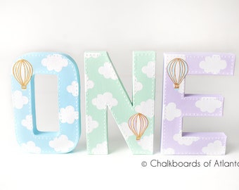 Hot Air Balloon Party, Hot Air Balloon Decorations, First Birthday, Balloon Letters, 1st Birthday, Hot Air Balloon