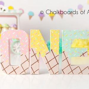 Ice Cream Party, Ice Cream Decorations, First Birthday, Ice Cream Letters, 1st Birthday, Ice Cream image 2