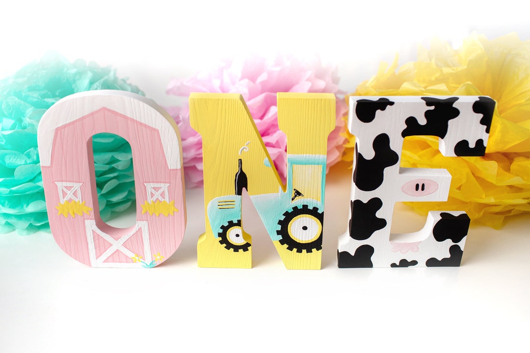 Barnyard Lettering Barnyard ONE Letters: Hand-painted Farm 1st Birthday Decor - Etsy