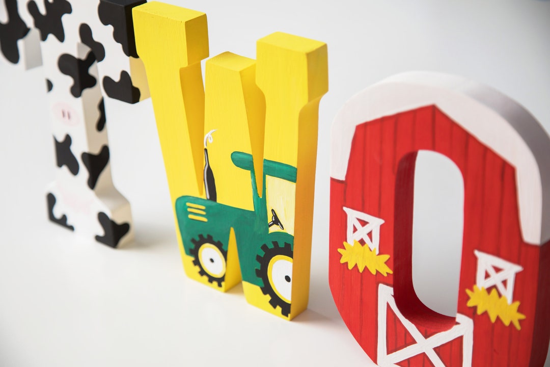 Hand Painted Barnyard TWO Letters: Farm 2nd Birthday Decor - Etsy