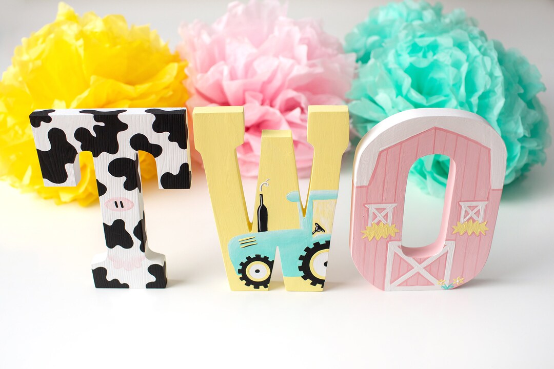 Barnyard Lettering Barnyard TWO Letters: Hand-painted 2nd Birthday Farm Decor - Etsy
