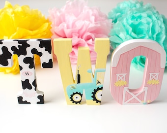 Barnyard Birthday Girl Decorations, Farm Birthday, Barnyard TWO Letters, Barnyard 2nd Birthday, Second Barnyard Birthday