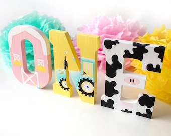 Barnyard Birthday Girl Decorations, Farm Birthday, Barnyard ONE Letters, Barnyard 1st Birthday, Barnyard Birthday