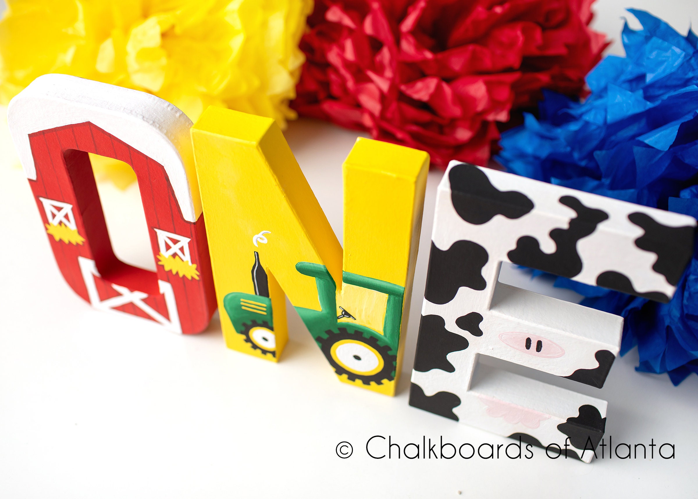 Barnyard Lettering Hand Painted Barnyard ONE Letters: Farm 1st Birthday Decor - Etsy