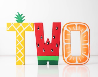 Twotti Fruitti Birthday Party, Two-tti Fruitti Decorations, TWO letters, Two-tti Fruitti Letters, Two, 2nd Birthday