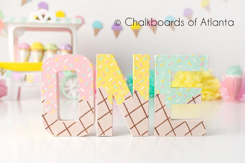 Ice Cream Party, Ice Cream Decorations, First Birthday, Ice Cream Letters, 1st Birthday, Ice Cream image 1