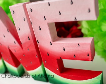 Watermelon ONE Letters: Hand-Painted 1st Birthday Party Decor
