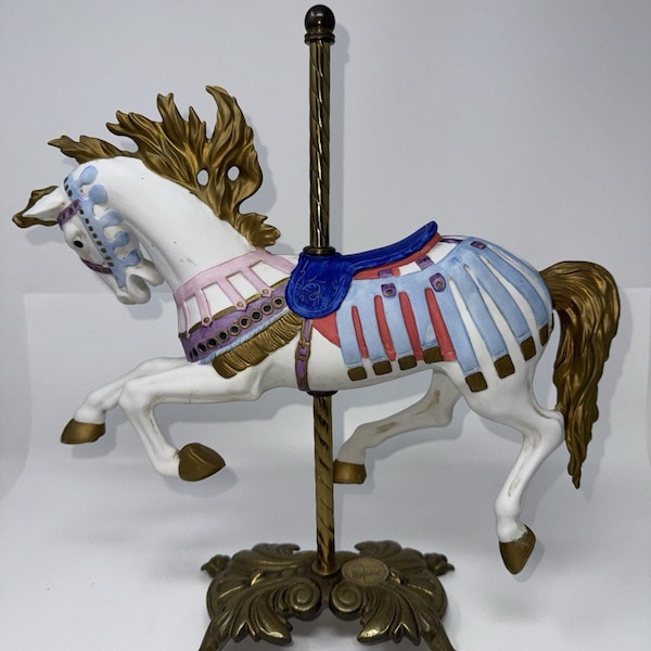 Vintage American Carousel by Tobin Fraley Numbered 836/9500 Flame Mane White Horse