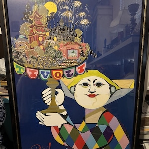Vintage Bjorn Wiinblad Tivoli Gardens of Copenhagen, Denmark framed poster