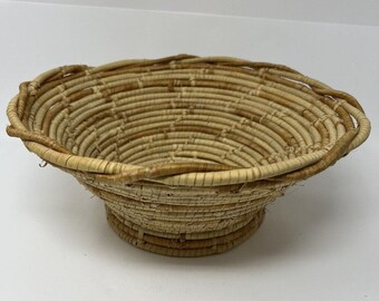 Bol de rangement/panier mural vintage en tissu SweetGrass tissé africain, Boho 12 po. X 4,75