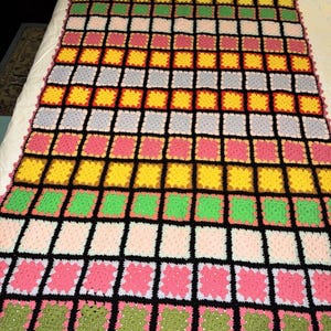 Vintage Granny Square Multicolored Colorful Afghan Throw Blanket 42 X 75”