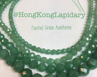 Faceted green aventurine beads 5mm, 6MM, 8MM or 10MM you choose your size!!!