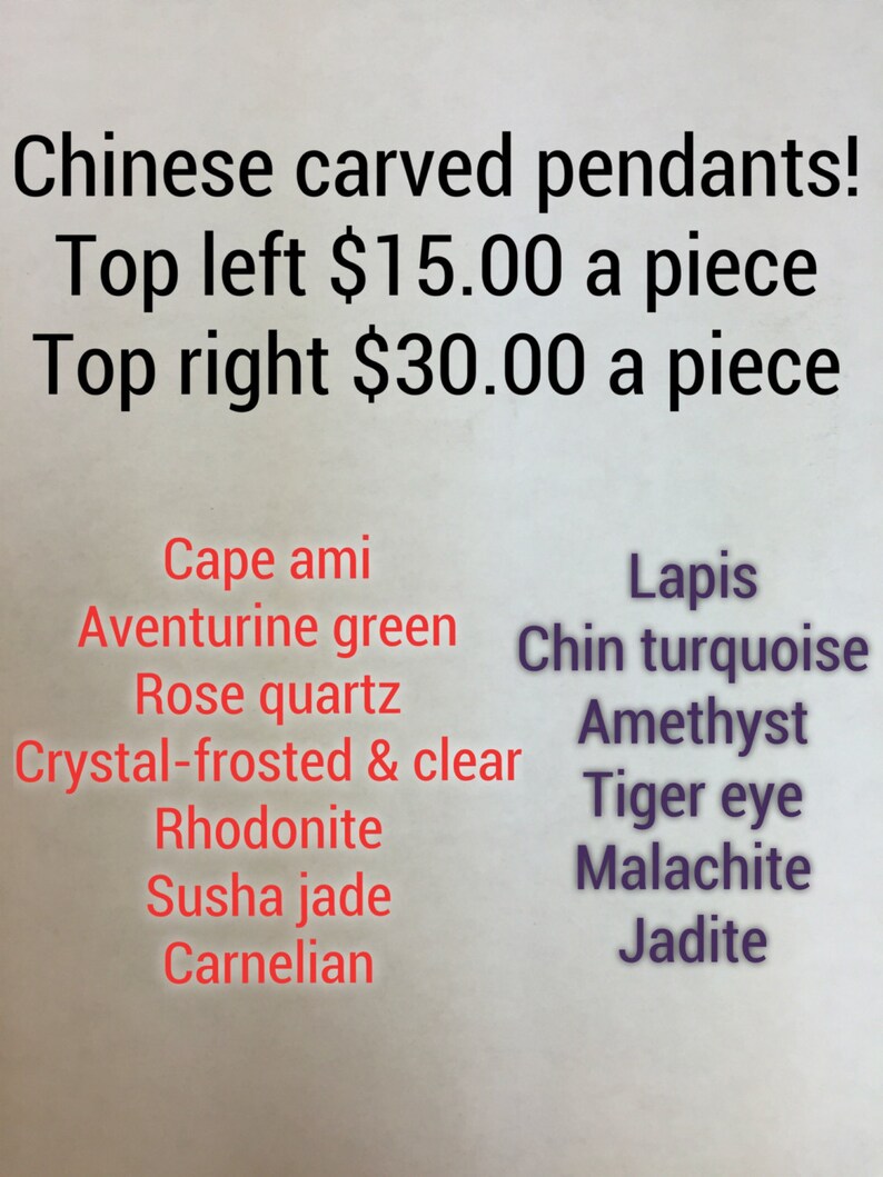 Each one unique Chinese carved pendants