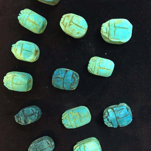 Set of 5 pcs Clay scarabs  15x12 vintage from the 1970s!