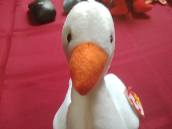 Ty Beanie Babies Gracie The White Swan With Orange Beak And Feet; No Star/Stamp On Tush Tag (Rare Version)