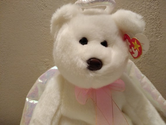Ty Beanie Buddies Halo the Angel Bear With Mint Tags, Iridescent Wings, Brand New