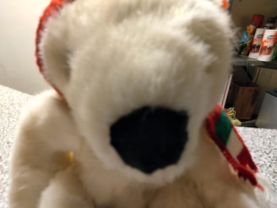 Ty Beanie Buddies Classics Holiday The Christmas Winter Bear With Hat And Scarf Around Neck