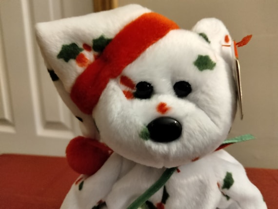 Ty Beanie Babies 1998 Jingle Hat Plushy Holiday Teddy Bear (Hat Jingles!)